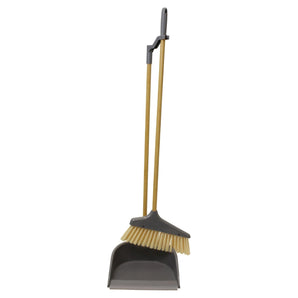 JVL Bamboo Tall Dustpan and Brush Set