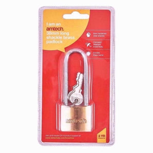 Amtech Padlock Brass Long Shackle