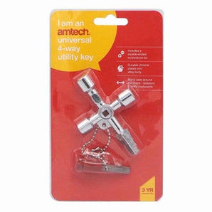 Amtech Utility Key 4 Way Universal