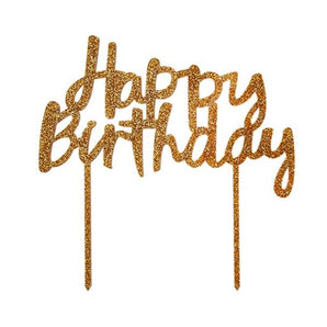 "Happy Birthday" Glitter Cake Topper